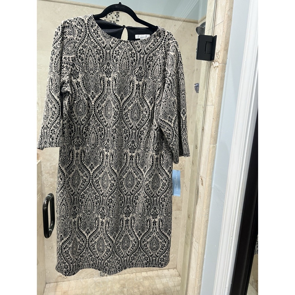 London Times Style Collection Dress Tan Black Paisley 14W NWT T3008W